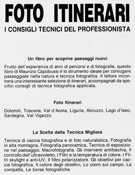 FOTO ITINERARI. Collana Manuali di Fotografia.