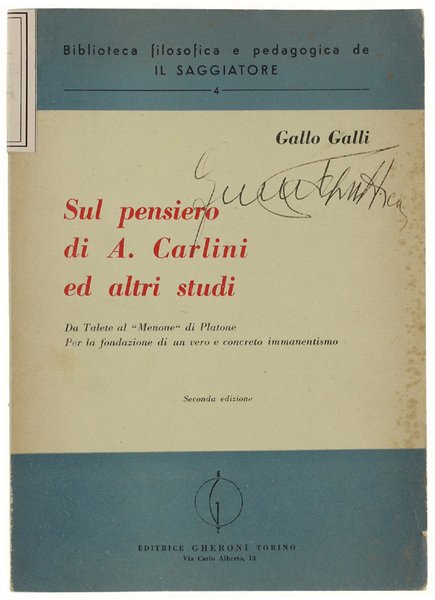 SUL PENSIERO DI A.CARLINI ED ALTRI STUDI. Da Talete al …