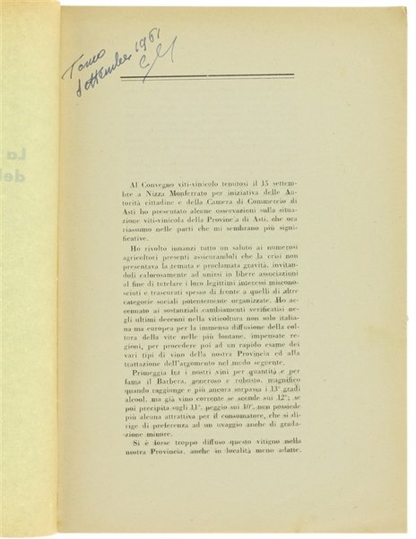 LA SITUAZIONE VITIVINICOLA DELLA PROVINCIA DI ASTI.