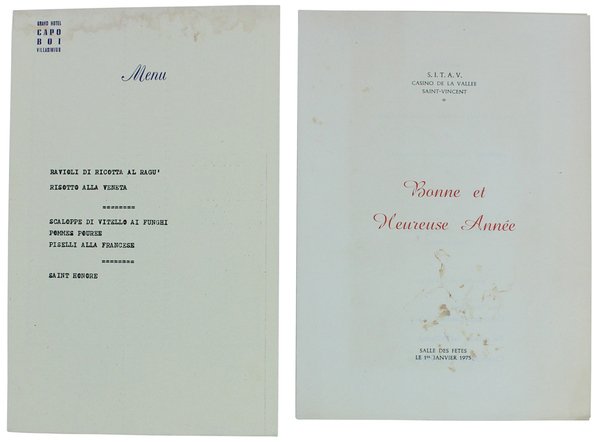 DUE MENU: VILLASIMIUS (1970?) + SAINT-VINCENT (1975)