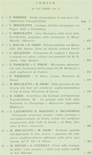 BOLLETTINO DELLA SOCIETA' GEOLOGICA ITALIANA. Volume LXXXIII - 1964. Fasc. …