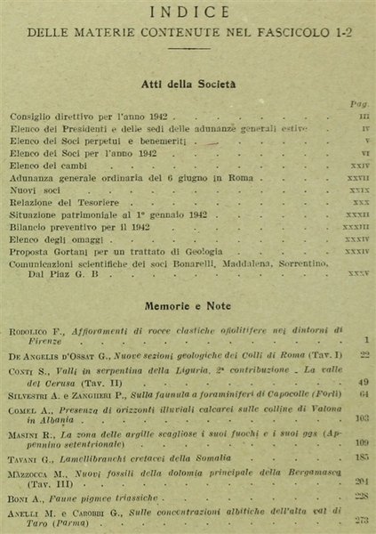 BOLLETTINO DELLA SOCIETA' GEOLOGICA ITALIANA. Volume LXI - 1942. Fasc. …