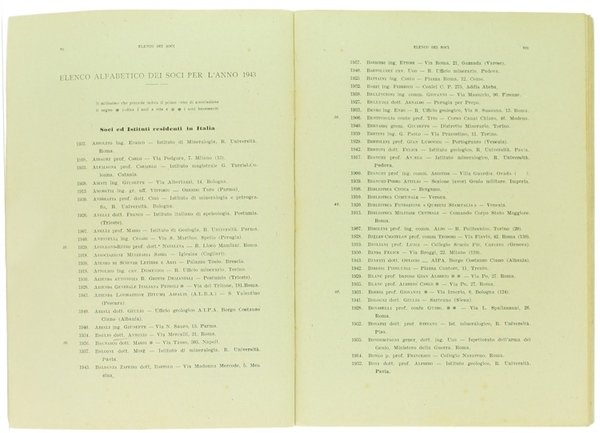 BOLLETTINO DELLA SOCIETA' GEOLOGICA ITALIANA. Volume LXII - 1943. Fascicolo …