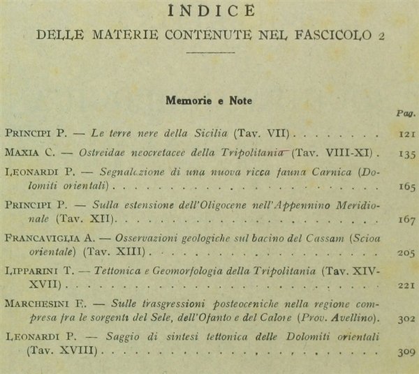 BOLLETTINO DELLA SOCIETA' GEOLOGICA ITALIANA. Volume LIX-1940. Fascicolo 2.