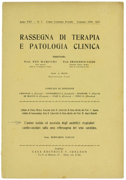 L'AZIONE ISOLATA ED ASSOCIATA DEGLI ANALETTICI RESPIRATORI CARDIO-VASCOLARI SULLA ZONA …
