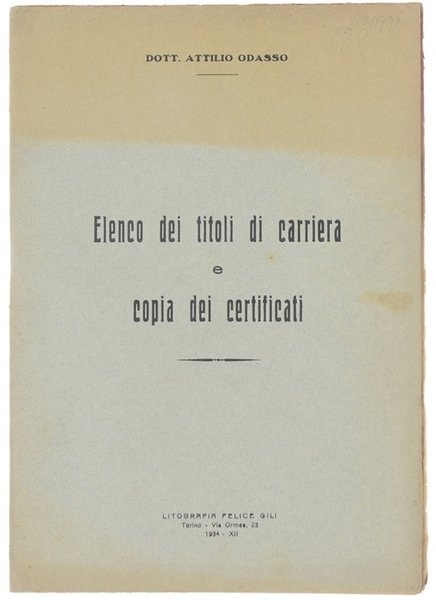ELENCO DEI TITOLI DI CARRIERA E COPIA DEI CERTIFICATI. | Immagine principale