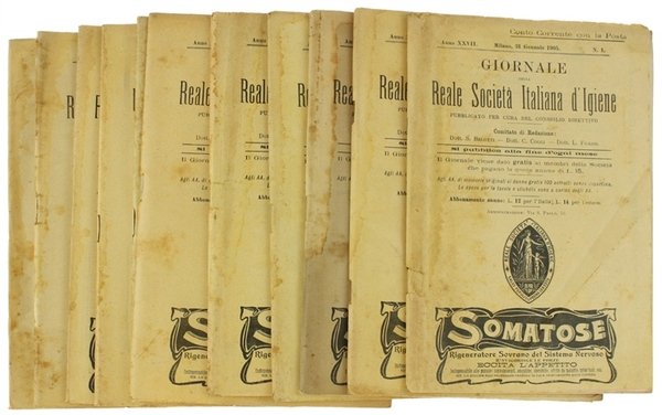 GIORNALE DELLA REALE SOCIETA' ITALIANA D'IGIENE. Anno XXVII / 1905 …