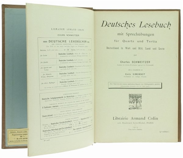 DEUTSCHES LESEBUCH MIT SPRECHÜBUNGEN FÜR QUARTA UND TERTIA. Deutschland in …