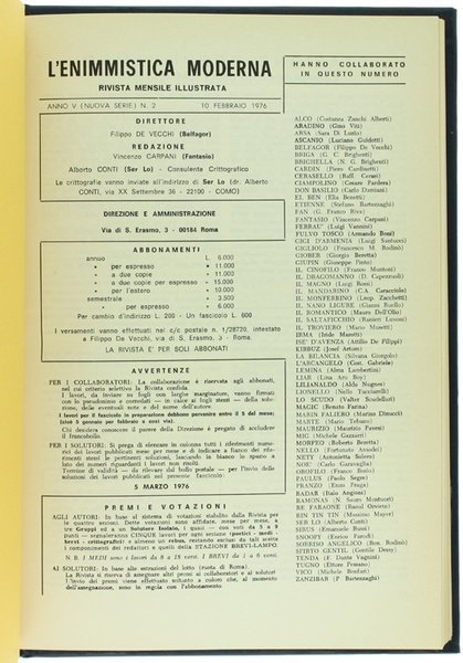 L'ENIMMISTICA MODERNA - Rivista mensile illustrata. Anno IV- V (Nuova …