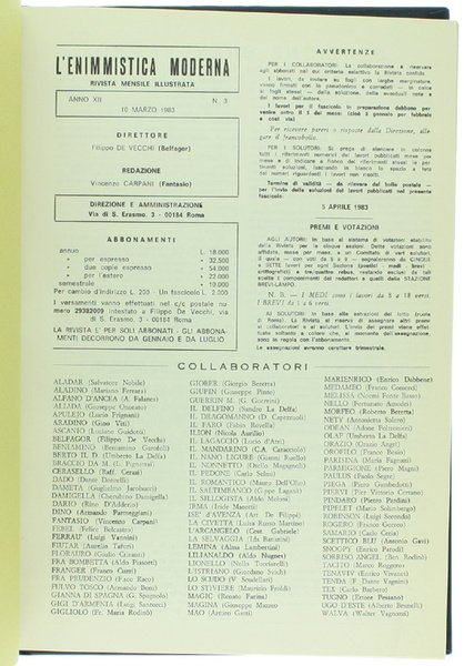 L'ENIMMISTICA MODERNA - Rivista mensile illustrata. Anno XII - XIII …