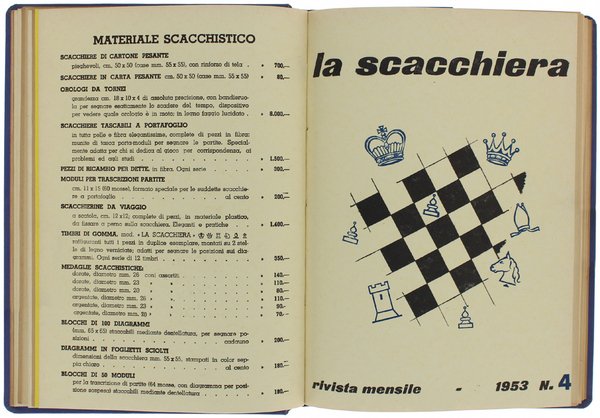 LA SCACCHIERA. Rivista Mensile. Annata 1953 completa.