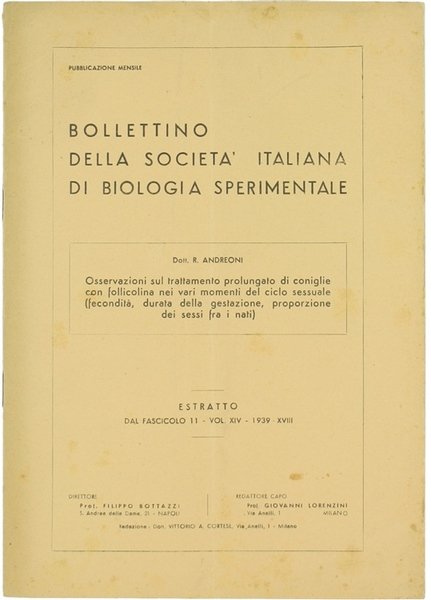 OSSERVAZIONI SUL TRATTAMENTO PROLUNGATO DI CONIGLIE CON FOLLICOLINA NEI VARI …