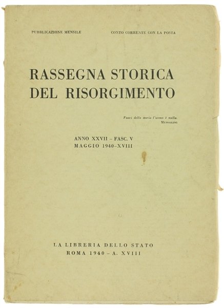 RASSEGNA STORICA DEL RISORGIMENTO. Anno XXVII - Fasc. V - …