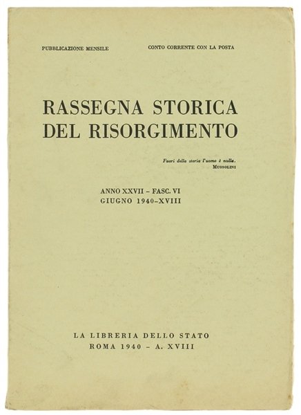 RASSEGNA STORICA DEL RISORGIMENTO. Anno XXVII - Fasc. VI - …