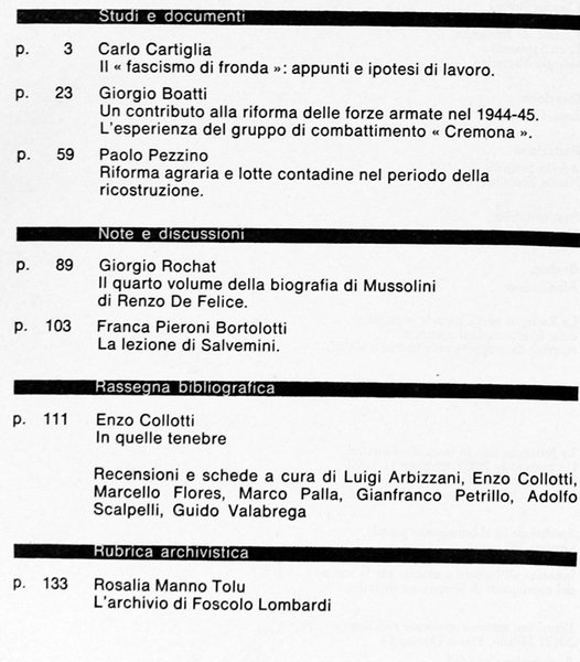 ITALIA CONTEMPORANEA n. 122. Gennaio marzo 1976.