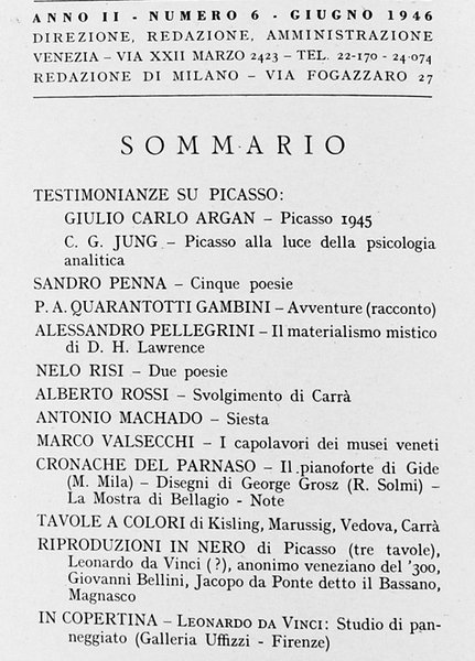 LETTERE ED ARTI. Anno II. N. 6 - Giugno 1946. …