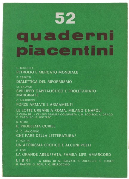 QUADERNI PIACENTINI. N. 52 - Giugno 1974
