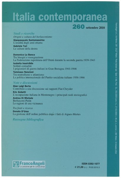 ITALIA CONTEMPORANEA n. 260 - settembre 2010