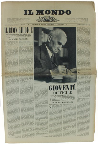IL MONDO. Annata 1955 completa - Settimanale Politico Economico e …
