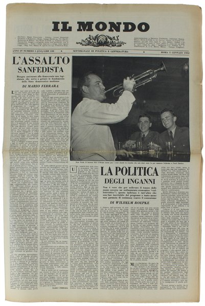 IL MONDO. Annata 1952 completa - Settimanale Politico Economico e …