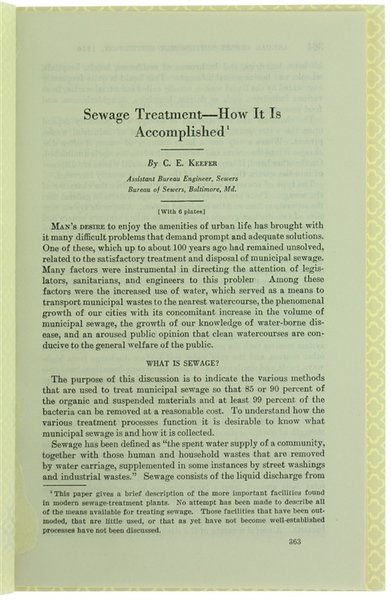 SEWAGE TREATMENT - HOW IT IS ACCOMPLISHED.