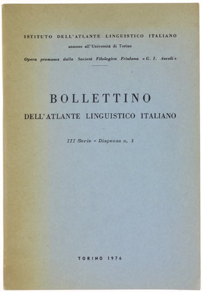 BOLLETTINO DELL'ATLANTE LINGUISTICO ITALIANO - III Serie - Dispensa n. …