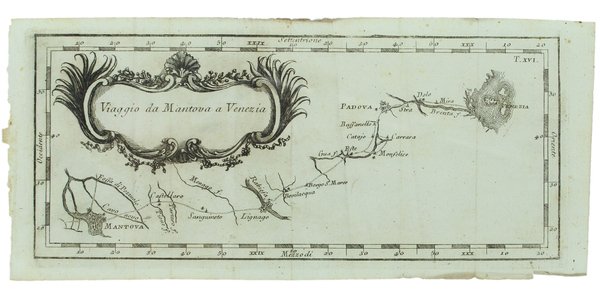 VIAGGIO DA MANTOVA A VENEZIA (incisione originale su rame).