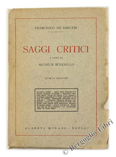 SAGGI CRITICI a cura di Michele Scherillo. Quarta serie. | Immagine principale