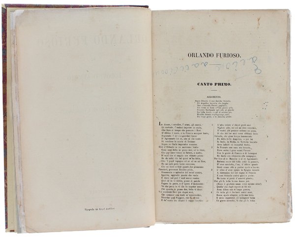 OPERE DI LODOVICO ARIOSTO con note filologiche e storiche: ORLANDO …
