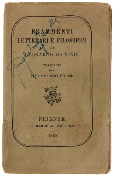 FRAMMENTI LETTERARI E FILOSOFICI DI LEONARDO DA VINCI trascelti dal …