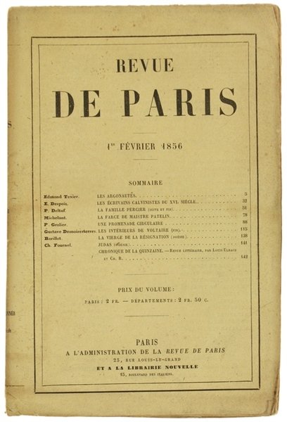 REVUE DE PARIS. 4e Année - 1er Février 1856 (EDITION …