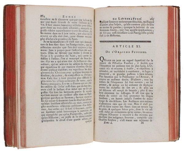 ECOLE DE LITTERATURE Tirée de nos meilleurs Ecrivains. Tome Premier …