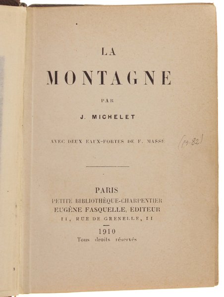 LA MONTAGNE. Avec deux eaux-fortes de F.Massi.