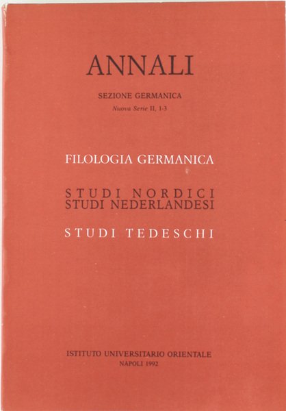FILOLOGIA GERMANICA - STUDI NORDICI, STUDI NEDERLANDESI - STUDI TEDESCHI. …