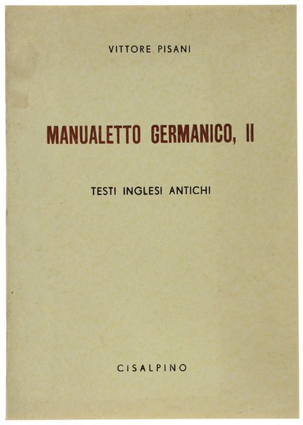 MANUALETTO GERMANICO, II. Testi Inglesi Antichi. | Immagine principale