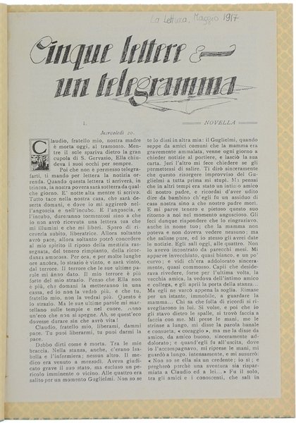 CINQUE LETTERE E UN TELEGRAMMA. Novella. Con 3 illustrazioni di …