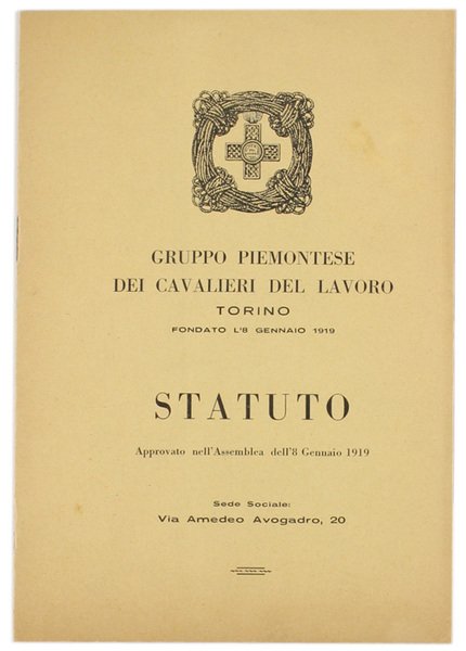STATUTO Approvato nell'Assemblea dell'8 Gennaio 1919.