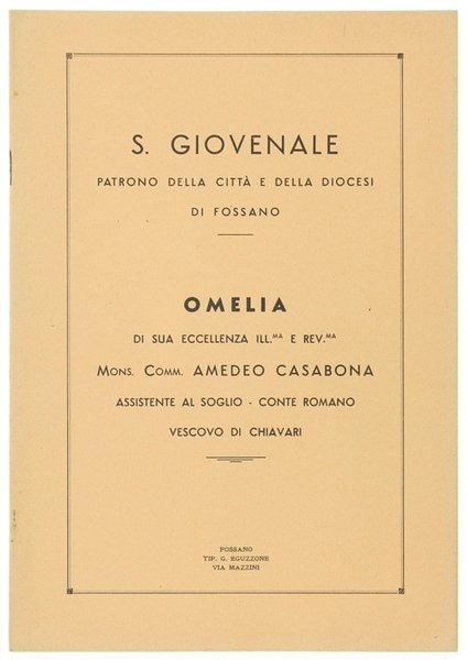 S.GIOVENALE patrono della città e della diocesi di Fossano - …