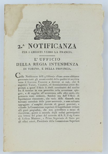 2a NOTIFICANZA PER I CREDITI VERSO LA FRANCIA - L'UFFICIO …