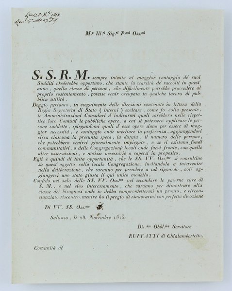 S.S.R.M. sempre intenta al maggior vantaggio de' suoi Sudditi crederebbe … | Immagine Gallery 1