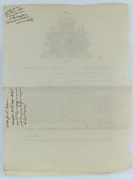 (Manifesto originale del 1754) CARLO LUIGI CAISSOTTI, GIACONTO BONAVENTURA NOMIS, …