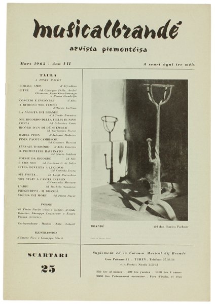 MUSICALBRANDE' Arvista piemonteisa. Mars 1965 - Ann VII. Scartari 25.