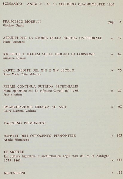 IL PLATANO. Anno V n.2, secondo quadrimestre 1980. Rivista dedicata …