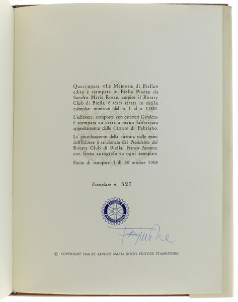 LE MEMORIE DI BIELLA - Prima edizione integrale con le …