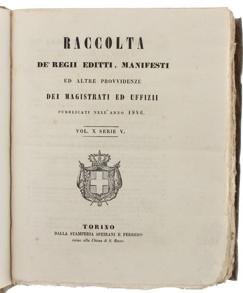 RACCOLTA DEI REGII EDITTI, MANIFESTI, ED ALTRE PROVVIDENZE DEI MAGISTRATI …