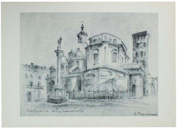 VEDUTE DI CHIESE TORINESI disegnate a carboncino. 5 TAVOLE.