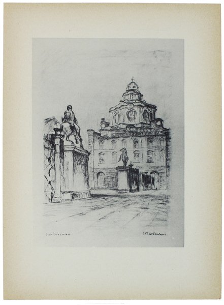 VEDUTE DI CHIESE TORINESI disegnate a carboncino. 5 TAVOLE.