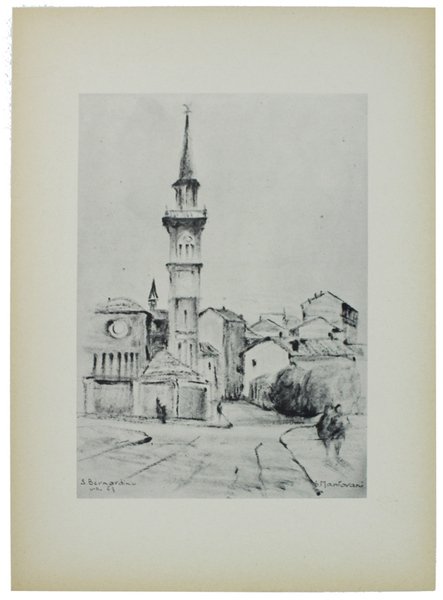 VEDUTE DI CHIESE TORINESI disegnate a carboncino. 5 TAVOLE.