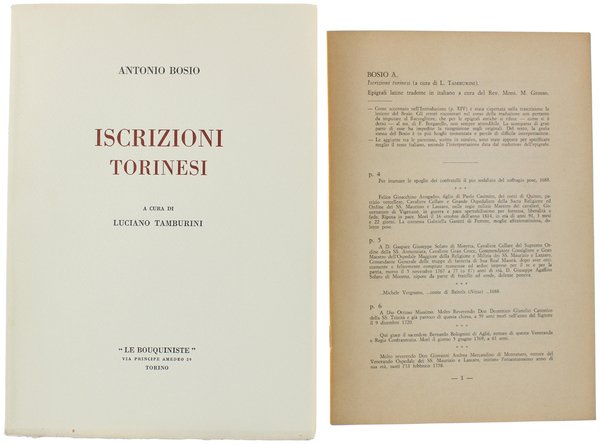 ISCRIZIONI TORINESI. [Completo col fascicolo della traduzione in italiano]