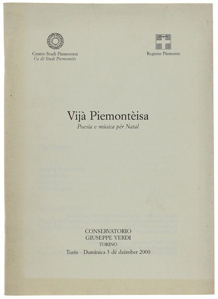 VIJA' PIEMONTEISA. Poesia e musica per Natal. Turin, Duminica 3 …